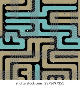 Retro maze vector seamless pattern