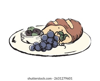 Retro meal image line drawing