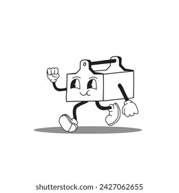 retro mechanic character design vector groovy