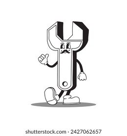 diseño de carácter mecánico retro vector groovy