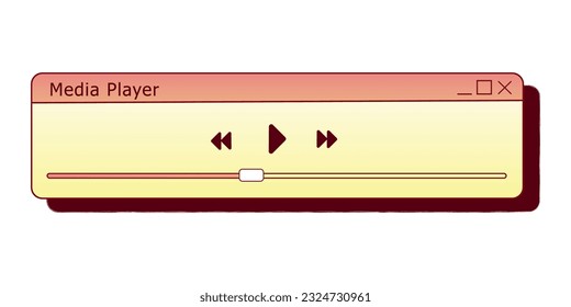 Retro media player interface for PC. Old computer user interface element.