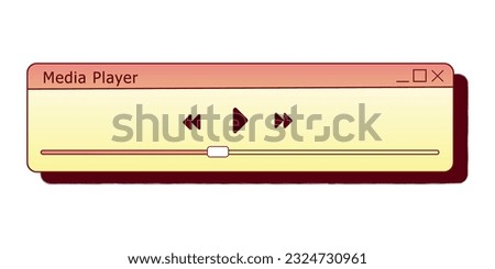 Retro media player interface for PC. Old computer user interface element.