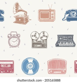 Retro media seamless pattern