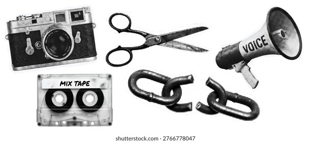 Retro Media Tools Halftone Collage 
