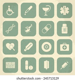 Retro Medical Icons. Vector illustration