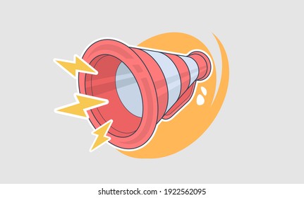 Retro megaphone in cartoon style, Flat design vector business illustration concept Digital marketing. Advertising through speakers.