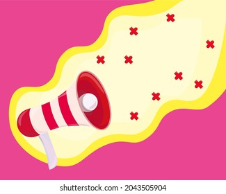 Retro megaphone illustration. Template with copy space on pink background