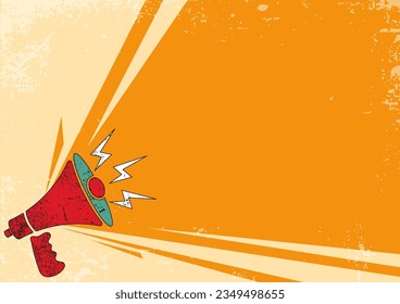 retro megaphone toa speaker with speech bubble background
