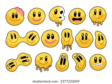 Retro Melting Emoticon Element Set