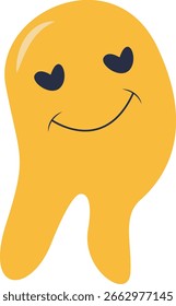 Rosto Sorridente Derretido Retro. Personagem vetorial no estilo de desenhos animados dos anos 90.