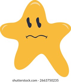 Retro Melting Smiling Face. Vector Character in Cartoon 90s Style.