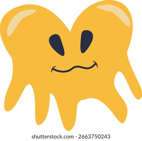 Rosto Sorridente Derretido Retro. Personagem vetorial no estilo de desenhos animados dos anos 90.