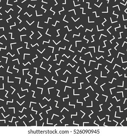 Retro memphis geometric line shapes seamless patterns. Hipster fashion 80-90s. Abstract jumble textures. Black and white. Triangle. Memphis style for printing, website, fabric, poster, cards