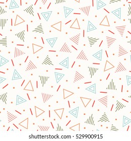 Retro memphis geometric line shapes seamless patterns. Hipster fashion 80-90s. Abstract jumble textures. Black and white. Triangle. Memphis style for printing, website, fabric, poster, cards