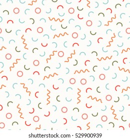Retro memphis geometric line shapes seamless patterns. Hipster fashion 80-90s. Abstract jumble textures. Black and white. Zigzag lines. Memphis style for printing, website, fabric, poster.