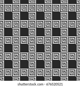 Retro memphis geometric square shapes seamless abstract patterns. Hipster fashion 80-90s. Jumble textures. Optical illusion effect. Memphis style for printing, website, fabric design, poster, cards
