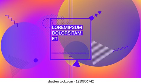 Retro Memphis Music Poster Vector Design. Neon Color Overlay, Gradient Space Hipster Background. Geometric Memphis Design Elements, Music Poster. Abstract Retro Minimalist Corporate Design