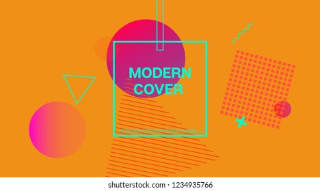 Retro Memphis Music Poster Vector Design. Vivid Color Overlay, Space Cosmic Gradient Background. Geometric Memphis Design Elements, Music Poster. Vintage Abstract Shapes Corporate Design