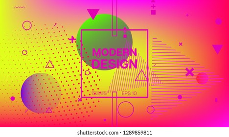 Retro Memphis Music Poster Vector Design. Vivid Color Overlay, Space Cosmic Gradient Background. Geometric Memphis Design Elements, Music Poster. Vintage Abstract Shapes Business Design