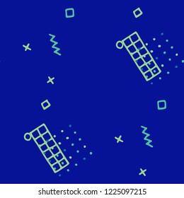 Retro Memphis Pattern. Seamless Background for Card, Poster, Cover in Trendy Style. Bright Geometric Pattern with Hand Drawn Scribble Elements. Colorful Triangles, Rings, Zigzags and Dots.