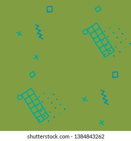 Retro Memphis Pattern. Seamless Background for Chintz, Cotton, Swimwear in Trendy Style. Colorful Geometric Pattern with Hand Drawn Scribble Elements. Colorful Triangles, Rings, Zigzags and Dots.