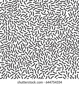 Retro memphis pattern - seamless background. Fashion 80-90s. Black and white mosaic curves texture.