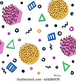 Retro memphis pattern - seamless background. Fashion 80-90s. Colorful mosaic texture.
