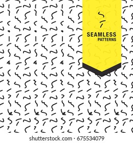 Retro memphis pattern- seamless background. Fashion 80-90s. Black and white mosaic texture. It can be used in printing packaging, website backdrop and fabric design.