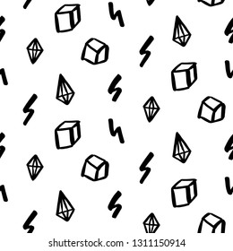 Retro memphis seamless pattern. 80-90s fashion style. Trendy black and white abstract geometric background. Funky textile print, wallpaper, wrapping paper, cover design. Vector illustration.