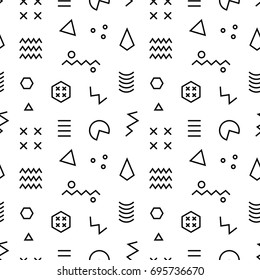 Retro memphis seamless pattern. 80-90s fashion style abstract geometric background. Textile print, wallpaper, wrapping paper, cover design. Vector illustration.