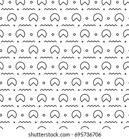 Retro memphis seamless pattern. 80-90s fashion style abstract geometric background. Textile print, wallpaper, wrapping paper, cover design. Vector illustration.
