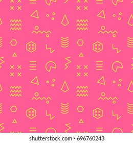 Retro memphis seamless pattern. 80-90s fashion style. Abstract Colorful geometric background. Textile print, wallpaper, wrapping paper, cover design. Vector illustration.
