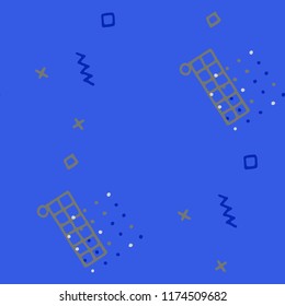 Retro Memphis Texture. Seamless Background for Chintz, Cotton, Swimwear in Trendy Style. Bright Geometric Pattern with Hand Drawn Scribble Elements. Colorful Triangles, Rings, Zigzags and Dots.