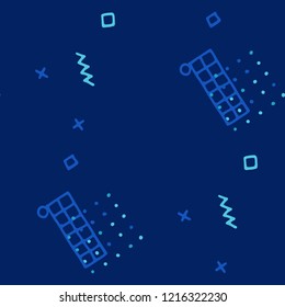 Retro Memphis Texture. Seamless Background for Chintz, Calico, Fabric in Trendy Style. Colorful Geometric Pattern with Hand Drawn Scribble Elements. Colorful Triangles, Rings, Zigzags and Dots.