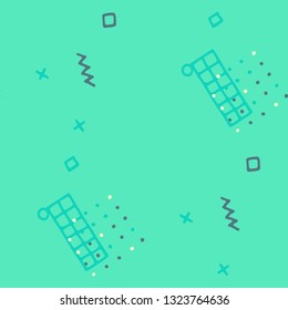 Retro Memphis Texture. Seamless Background for Wallpaper, Print, Textile in Trendy Style. Colorful Geometric Pattern with Hand Drawn Scribble Elements. Colorful Triangles, Rings, Zigzags and Dots.