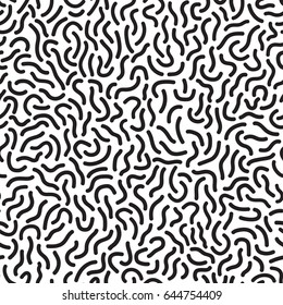 Retro memphis trendy pattern - seamless background. Fashion 80-90s. Black and white mosaic curve texture.