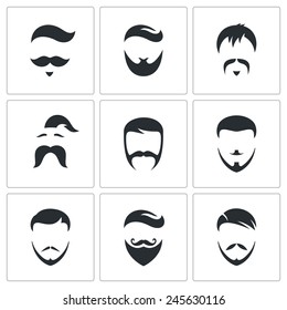 Retro Mens Hair Styles icon set