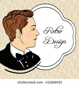 Retro men`s set: retro invitation design in 20s style