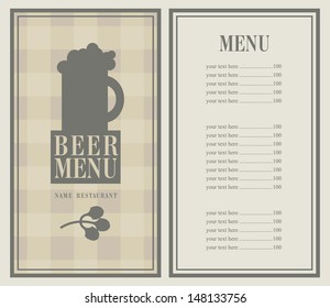 retro menu with beer mug