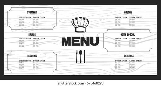 Retro menu design with icons, Vector illustration