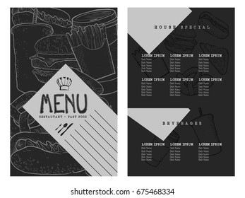 Retro menu design with icons, Vector illustration