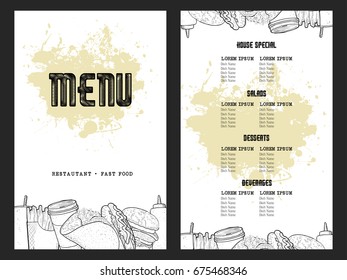 Retro menu design with icons, Vector illustration