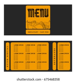 Retro menu design with icons, Vector illustration