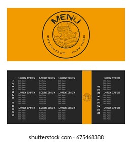 Retro menu design with icons, Vector illustration