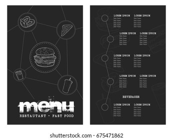 Retro menu design with icons, Vector illustration