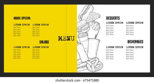 Retro menu design with icons, Vector illustration