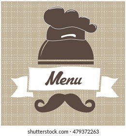 Retro menu design with a mustache, Vector illustration