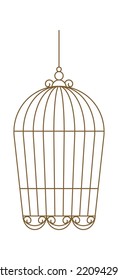 Retro metal birdcage flat illustration