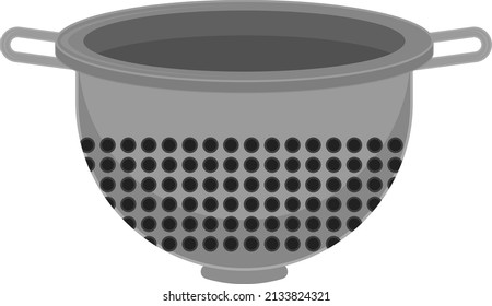 Retro Metal colander, illustration, vector on a white background.