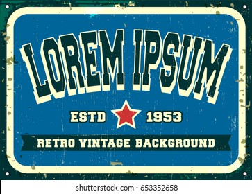 Retro metal sign design for vintage background, food poster, diner, restaurant or bar. Vector illustration.